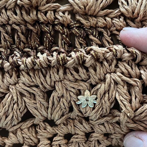 Cappelli Straworld Inc Elegant Crochet Tote with Beaded Handle NWOT - Picture 3 of 12